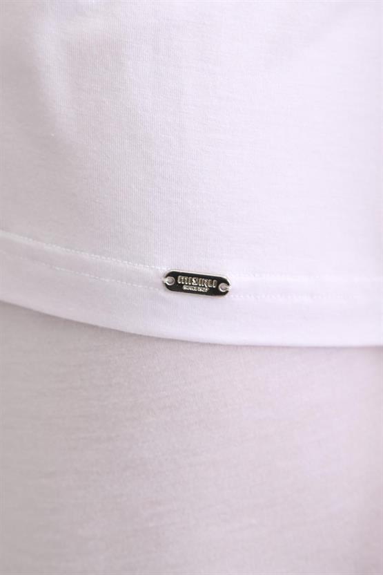 Mısırlı ORGANIC Pamuklu ZEUS LUXURY Regular Fit V Yaka Fanila / T-Shirt Beyaz