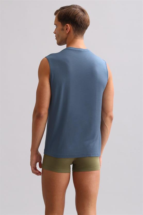Mısırlı ORGANIC Pamuklu ZEUS LUXURY Regular Fit Bisiklet Yaka Sporcu Atlet / T-Shirt Gece Mavisi