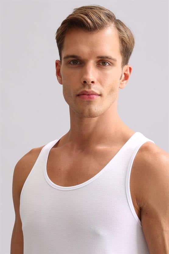 Mısırlı ORGANIC Pamuklu ZEUS LUXURY Regular Fit Basic Atlet Beyaz