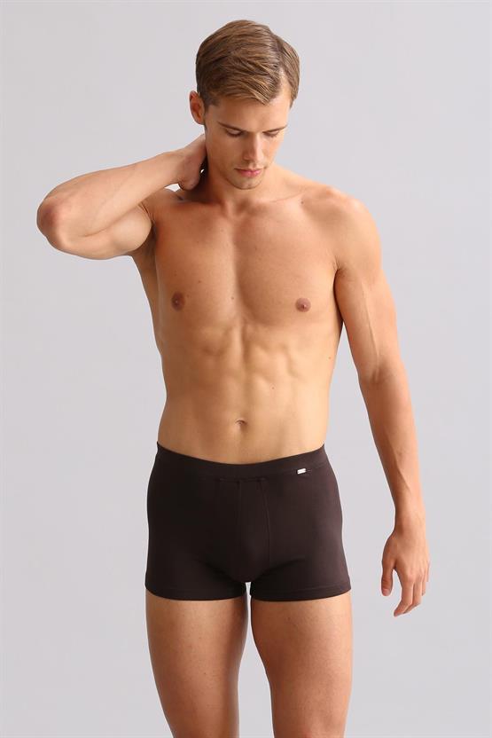 Mısırlı ORGANIC Pamuklu ZEUS LUXURY Regular Fit Metal Armalı Boxer Kahverengi