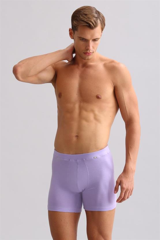 Mısırlı ORGANIC Pamuklu ZEUS LUXURY Regular Fit Metal Armalı Long Boxer Mor
