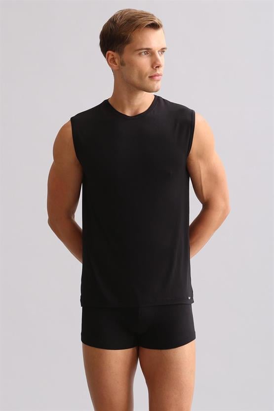 Mısırlı ORGANIC Pamuklu ZEUS LUXURY Regular Fit Bisiklet Yaka Sporcu Atlet / T-Shirt Siyah