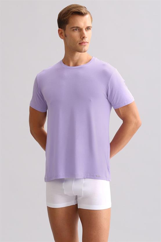 Mısırlı ORGANIC Pamuklu ZEUS LUXURY Regular Fit Bisiklet Yaka Fanila / T-Shirt Mor