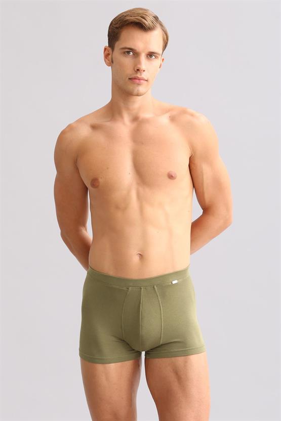 Mısırlı ORGANIC Pamuklu ZEUS LUXURY Regular Fit Metal Armalı Boxer Haki Zeytin
