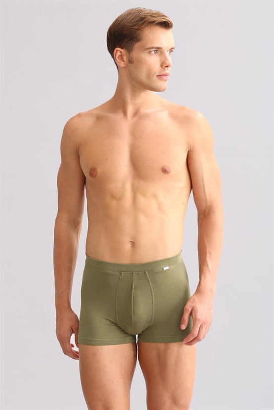 Mısırlı ORGANIC Pamuklu ZEUS LUXURY Regular Fit Metal Armalı Boxer Haki Zeytin