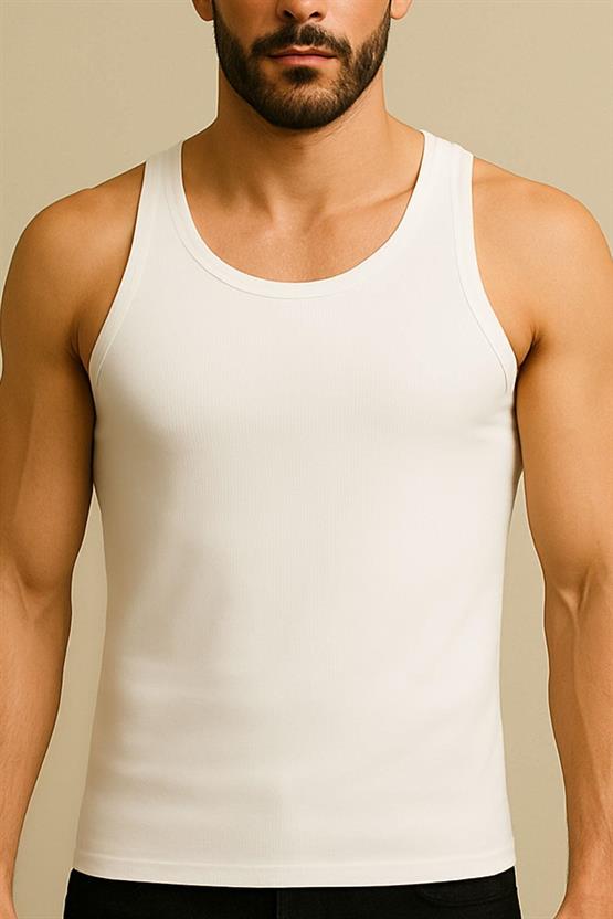Mısırlı Organik Pamuklu Yazlık Regular Fit Atlet Beyaz