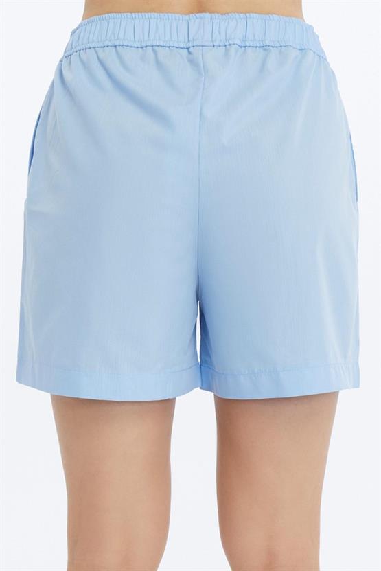 Mısırlı Pamuklu Poplin Şort Açık Mavi