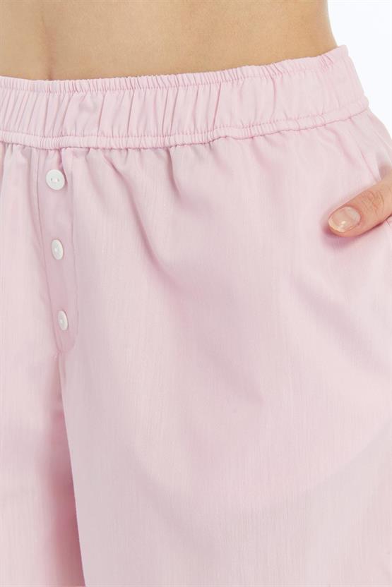 Mısırlı Pamuklu Poplin Şort Açık Sarı