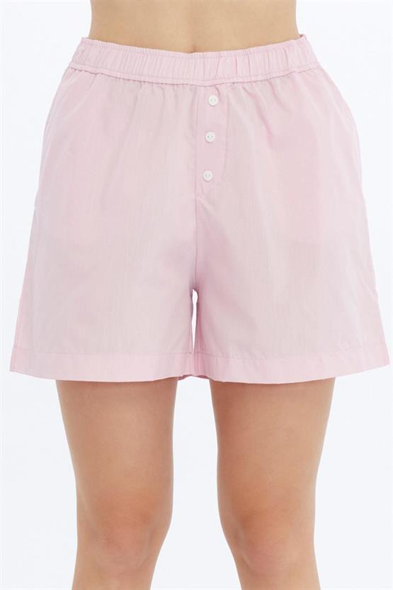 Mısırlı Pamuklu Poplin Şort Açık Sarı