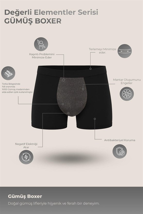 Mısırlı SILVERMAN Gümüş Boxer Siyah