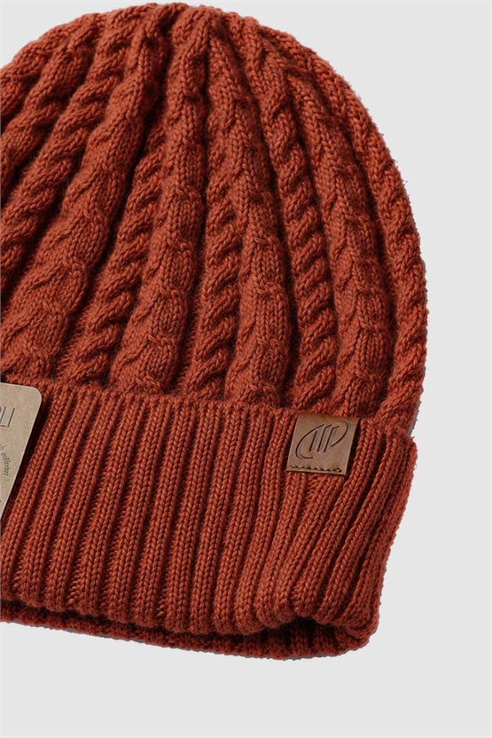 Mısırlı Unisex Alpaka Saç Örgü Kıvırmalı Bere Oranj