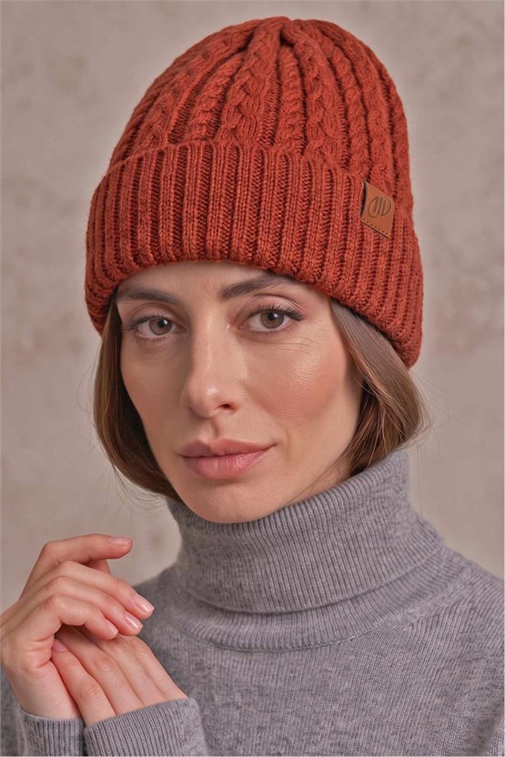 Mısırlı Unisex Alpaka Saç Örgü Kıvırmalı Bere Oranj