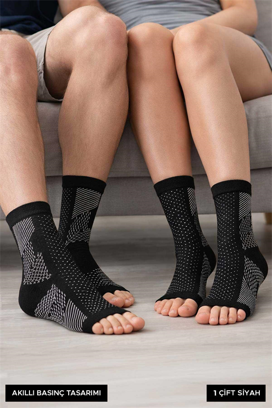 Mısırlı Unisex Ağrı Azaltıcı Sıkılaştırıcı Çorap Siyah