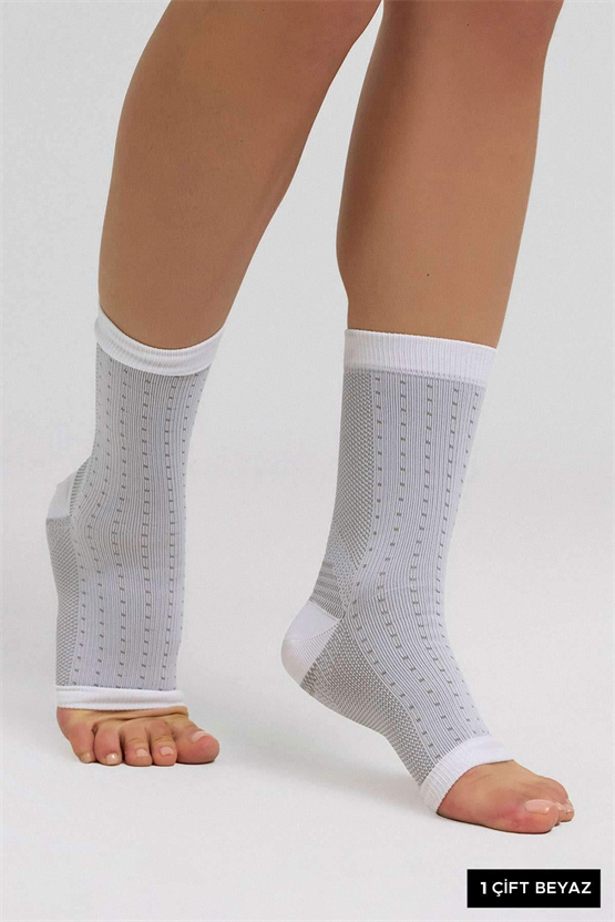 Mısırlı Unisex Ağrı Azaltıcı Sıkılaştırıcı Çorap Beyaz