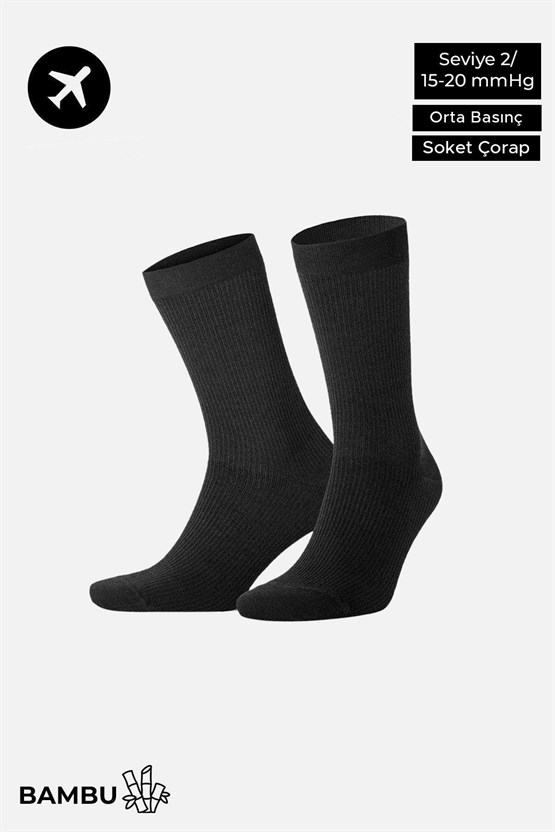 Mısırlı Unisex Bambu Özel Sıkılaştırıcı Teknolojiyle Uçuş ve Pilot Soket Çorap Siyah