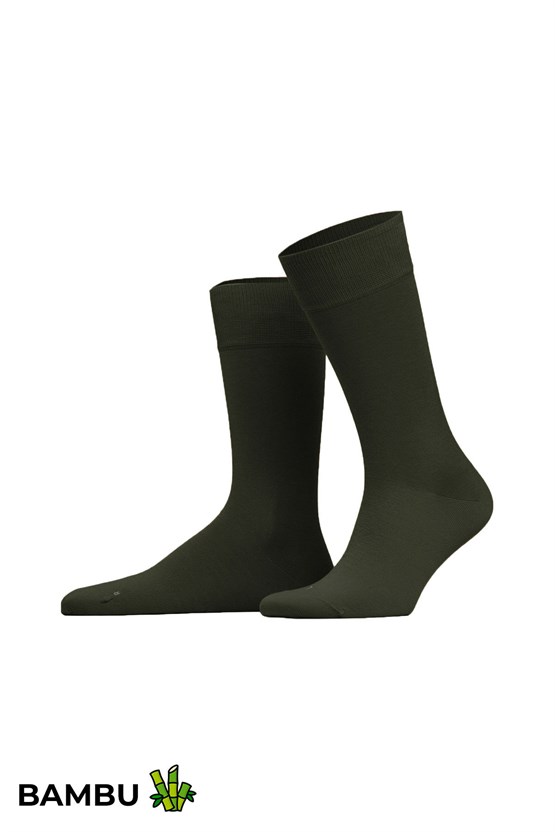 Mısırlı Unisex Bambu Soket Çorap Likralı Koyu Haki