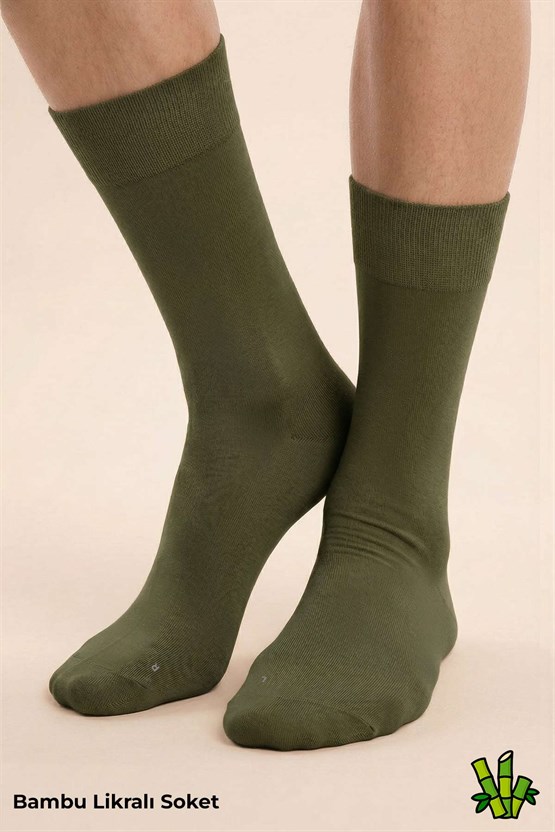 Mısırlı Unisex Bambu Soket Çorap Likralı Haki
