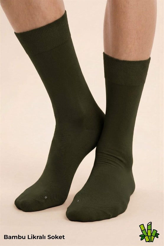 Mısırlı Unisex Bambu Soket Çorap Likralı Koyu Haki