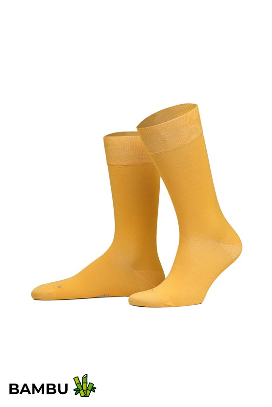 Mısırlı Unisex Bambu Soket Çorap Likralı Hardal