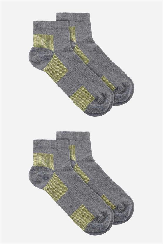 Mısırlı Unisex Coolmax 2 Çift Özel Paketli Kısa Konç Çorap Gri