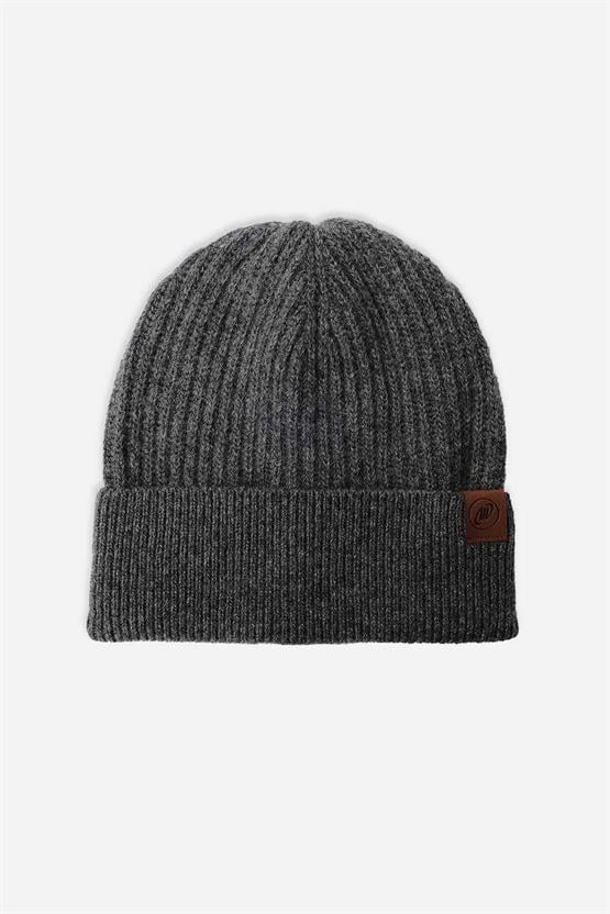 Mısırlı Unisex Kuzu Yünü (Lambswool) Katlamalı Füme Bere