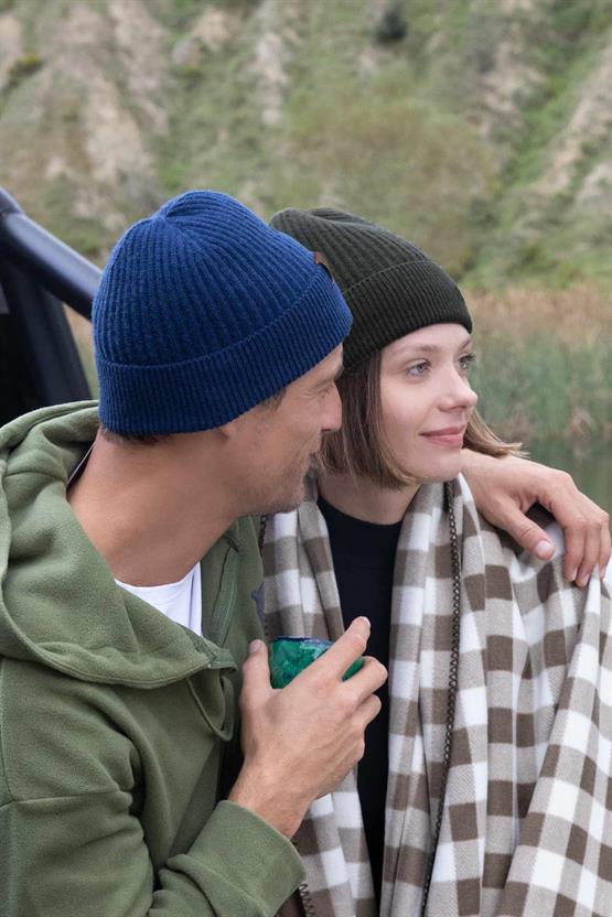 Mısırlı Unisex Kuzu Yünü (Lambswool) Katlamalı Füme Bere