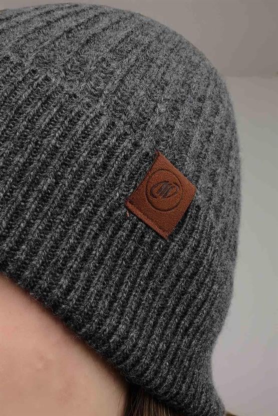 Mısırlı Unisex Kuzu Yünü (Lambswool) Katlamalı Füme Bere