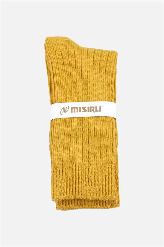 Mısırlı Unisex Pamuklu Bio Cotton Kışlık Soket Çorap Hardal