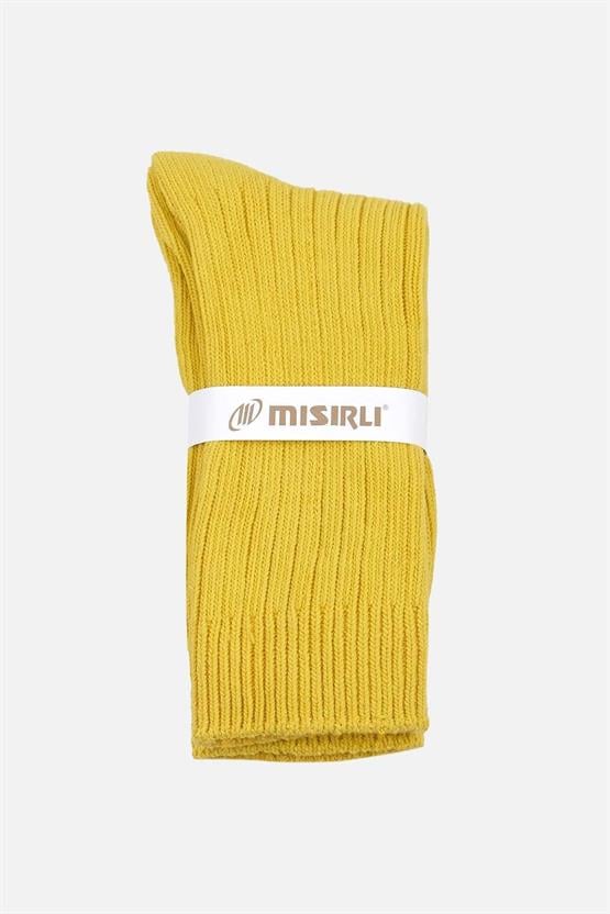 Mısırlı Unisex Pamuklu Bio Cotton Kışlık Soket Çorap Sarı