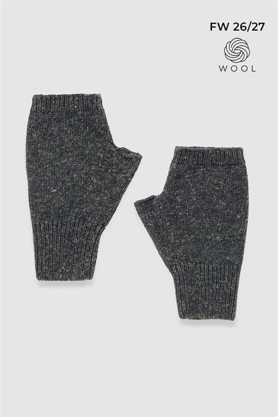 Mısırlı Unisex Yün Eldiven Siyah