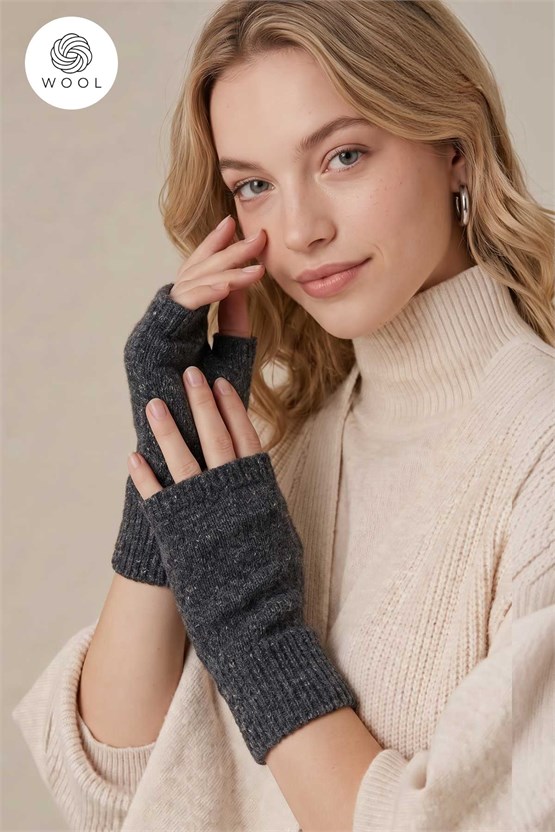 Mısırlı Unisex Yün Eldiven Siyah