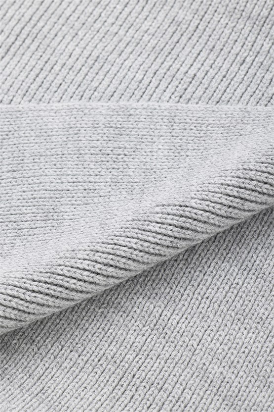 Mısırlı Unisex Yün Fitilli Atkı Açık Gri