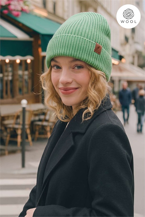 Mısırlı Unisex Yün Fitilli Bere Yeşil