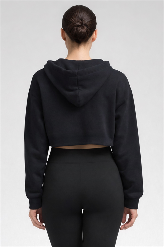 Mısırlı Yarım Fermuarlı Kapüşonlu Orta Sweatshirt Antrasit