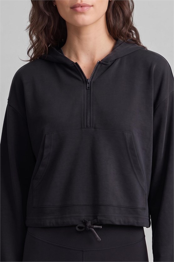Mısırlı Yarım Kanguru Cep Kapüşonlu Sweatshirt Antrasit