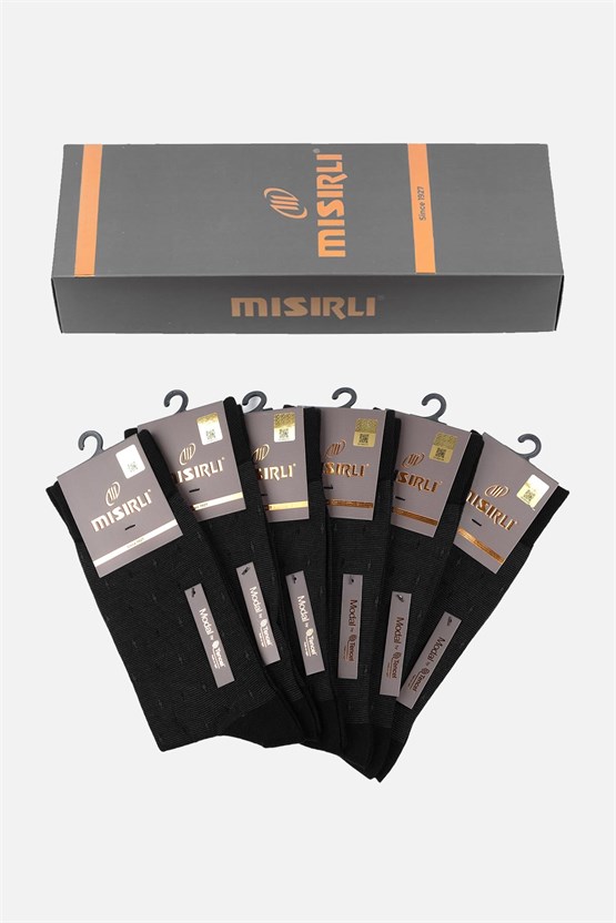 Modal by Tencel 6 Çift Kutulu Soket Çorap Siyah