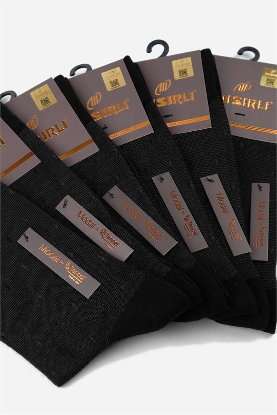Modal by Tencel 6 Çift Kutulu Soket Çorap Siyah