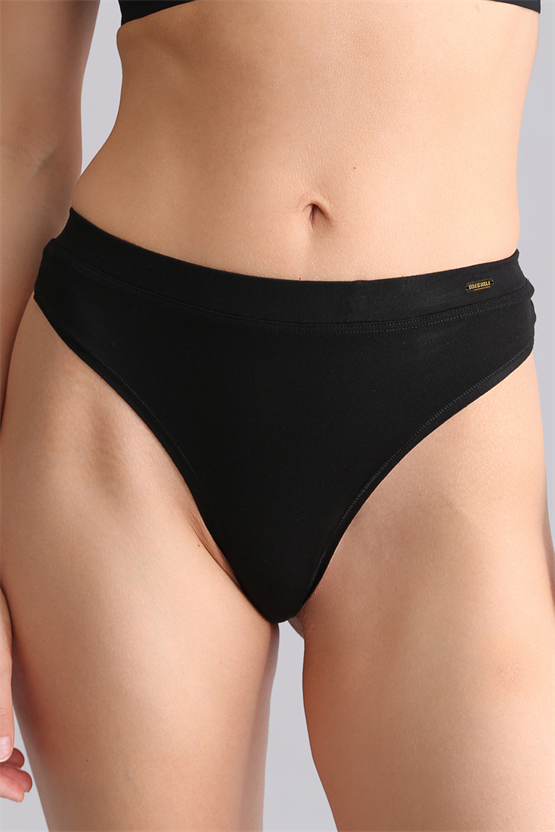 Mısırlı Modal by TENCEL Gizli Lastikli Altın Tanga Siyah