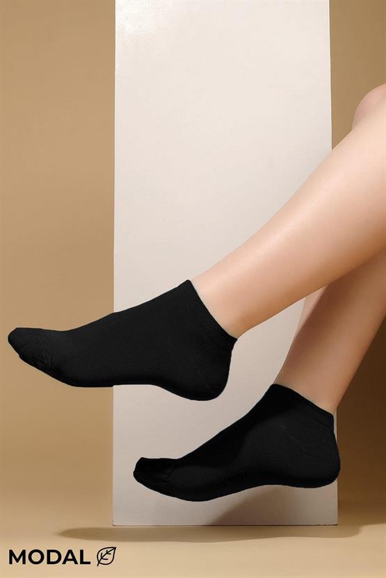 MODAL Kadın Kutulu 7 Çift Patik Çorap Siyah