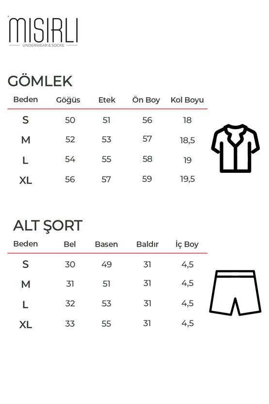 Pamuklu Kısa Kollu Gömlek Şortlu Takım Siyah