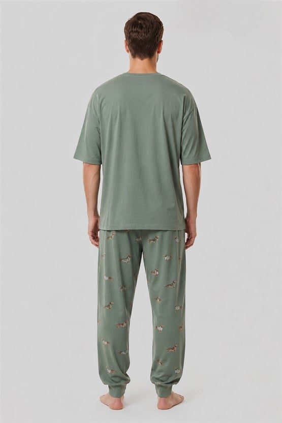 Pamuklu Kısa Kollu Pijama Takım Çağla Yeşili