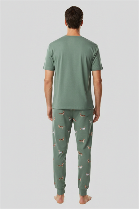 Pamuklu Kısa Kollu Pijama Takım Çağla Yeşili