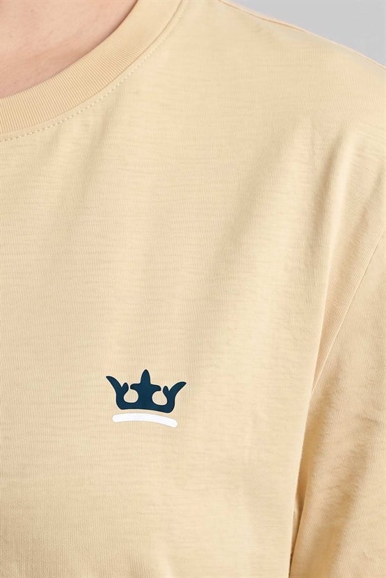 Pamuklu Kısa Kollu Pijama Takım Tereyağ Sarısı-Yeşil Çizgili