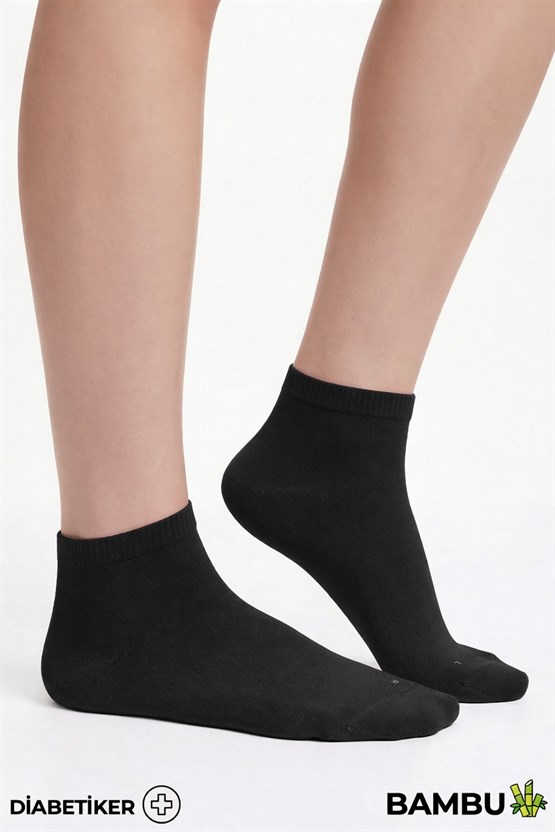 Unisex Bambu Diyabetik Sneaker Çorap Siyah