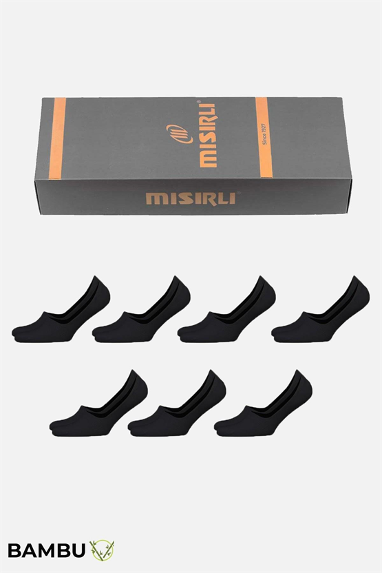 Mısırlı Unisex Bambu Kutulu 7 Çift Babet Çorap Siyah