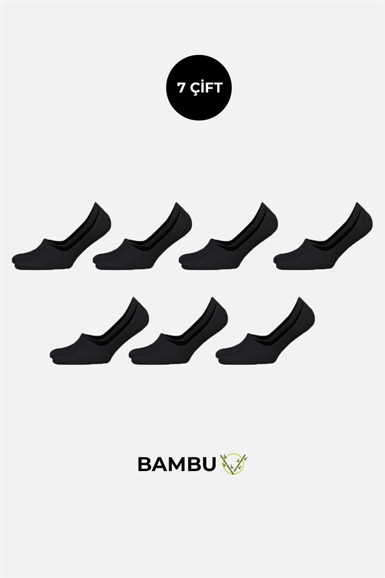 Mısırlı Unisex Bambu Kutulu 7 Çift Babet Çorap Siyah