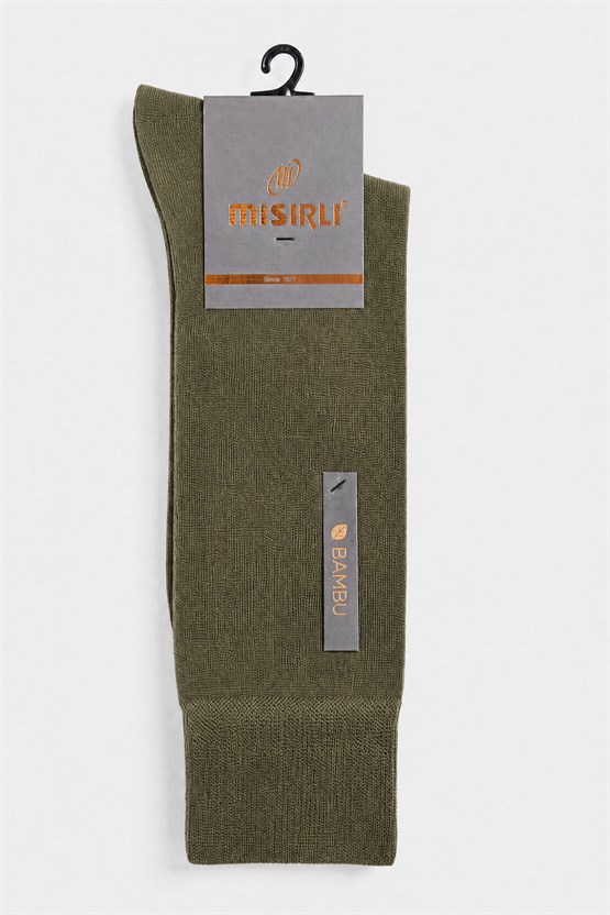 Unisex Bambu Microfiber Süper İnce Uzun Soket Çorap Haki
