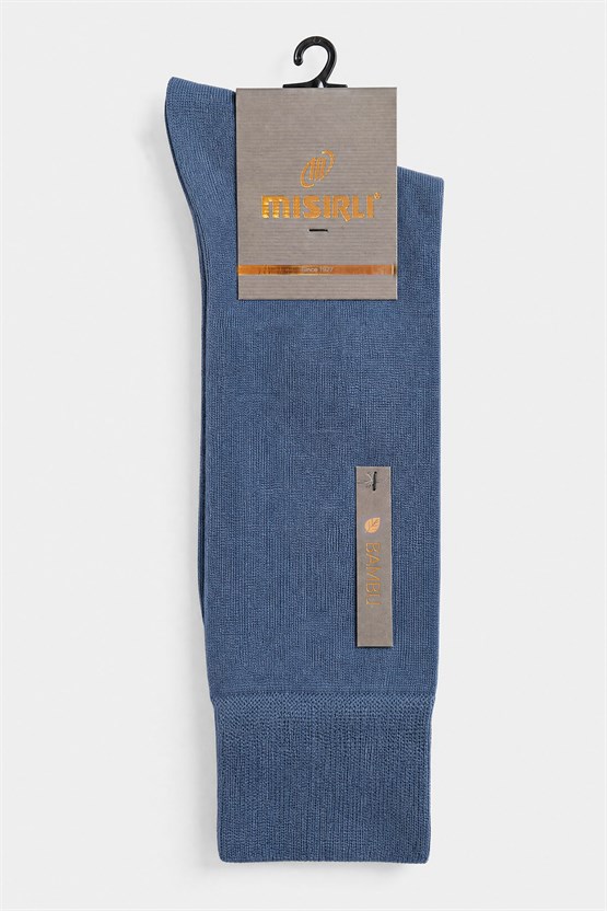 Unisex Bambu Microfiber Süper İnce Uzun Soket Çorap Gece Mavisi