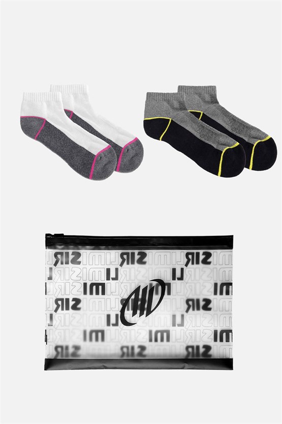 Unisex Coolmax 2 Çift Kısa Konç Çorap Siyah-Beyaz