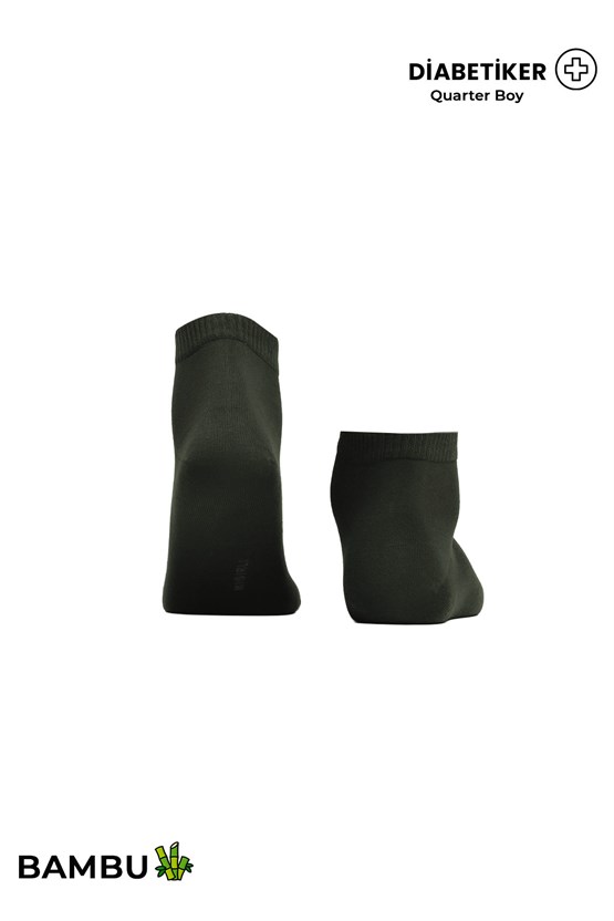 Unisex Diyabetik Bambu Kısa Konç Çorap Koyu Haki